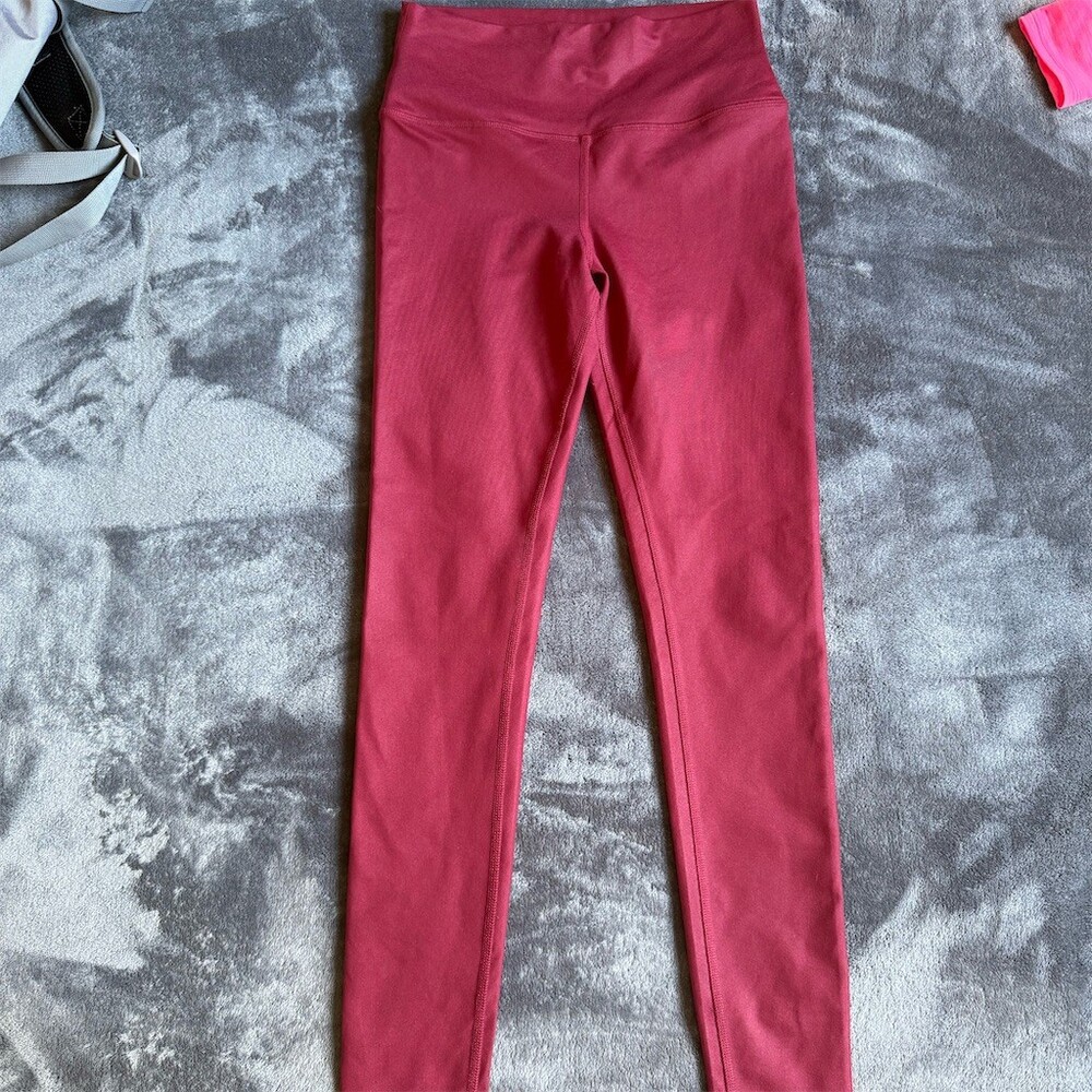 Alo Yoga Leggings Womens S Burgundy Mauve High-Waist Full Length Stretch